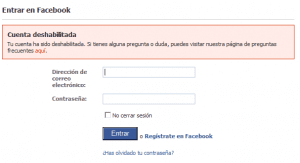 Facebook cuenta deshabilitada bloqueada